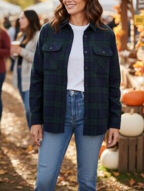 Common People Flannel Jacket Womens Size Large Blue